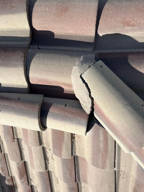 CS2 5 Before photo of a Gilbert tile roof showing area that required localized repair